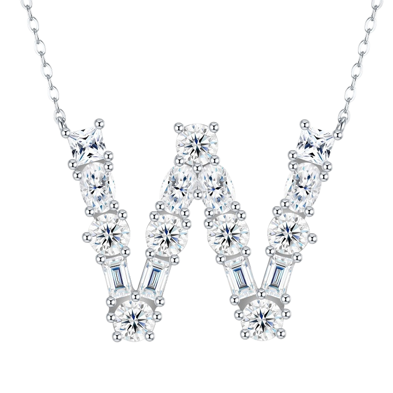 Hayesaura | Street Hip-Hop 18K Plated D-Color Moissanite 26 Initial Letters Necklace | Unisex Avant-Garde Clavicle Chain Statement