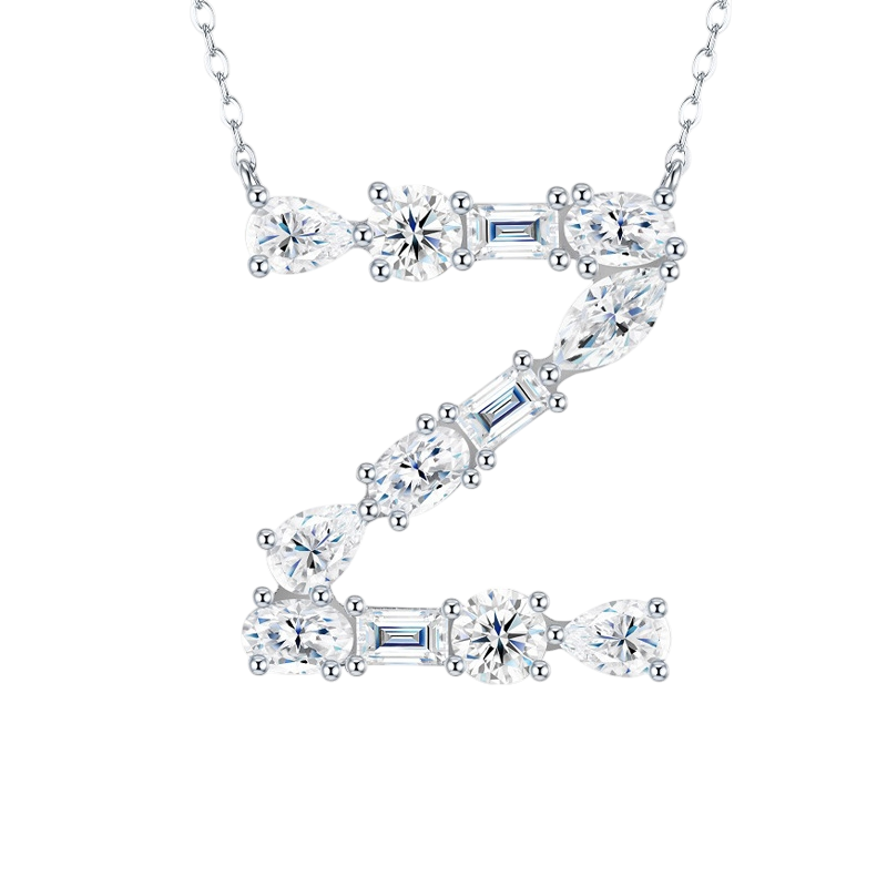 Hayesaura | Street Hip-Hop 18K Plated D-Color Moissanite 26 Initial Letters Necklace | Unisex Avant-Garde Clavicle Chain Statement