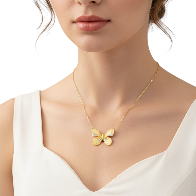 Hayesaura | Fairycore 18K Plated Butterfly Moissanite | Sweet Romantic Clavicle Chain