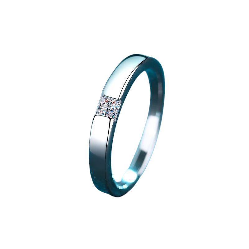 Hayesaura | Unisex Princess Square Minimalist Moissanite Band
