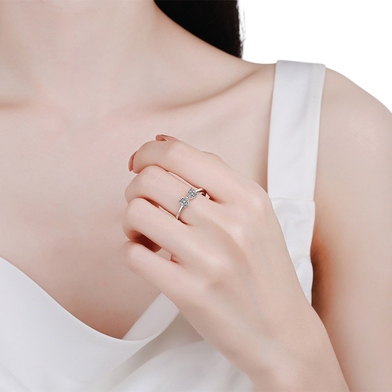 Hayesaura | Coquette Heart-to-Heart Gilded Moissanite Ring