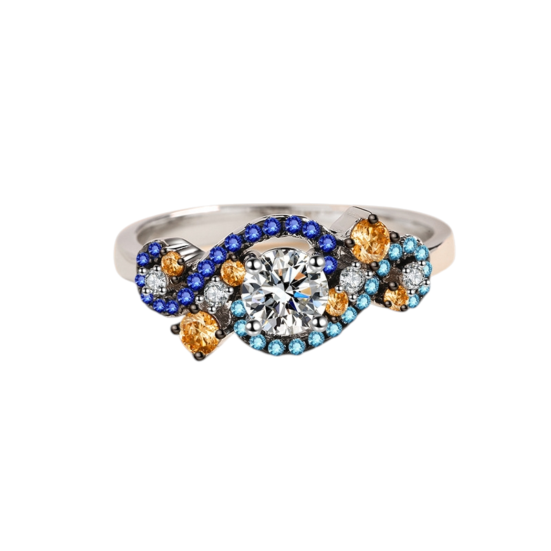 Hayesaura | Angel's Eye Multi-Tone Mixed Metal Moissanite Ring