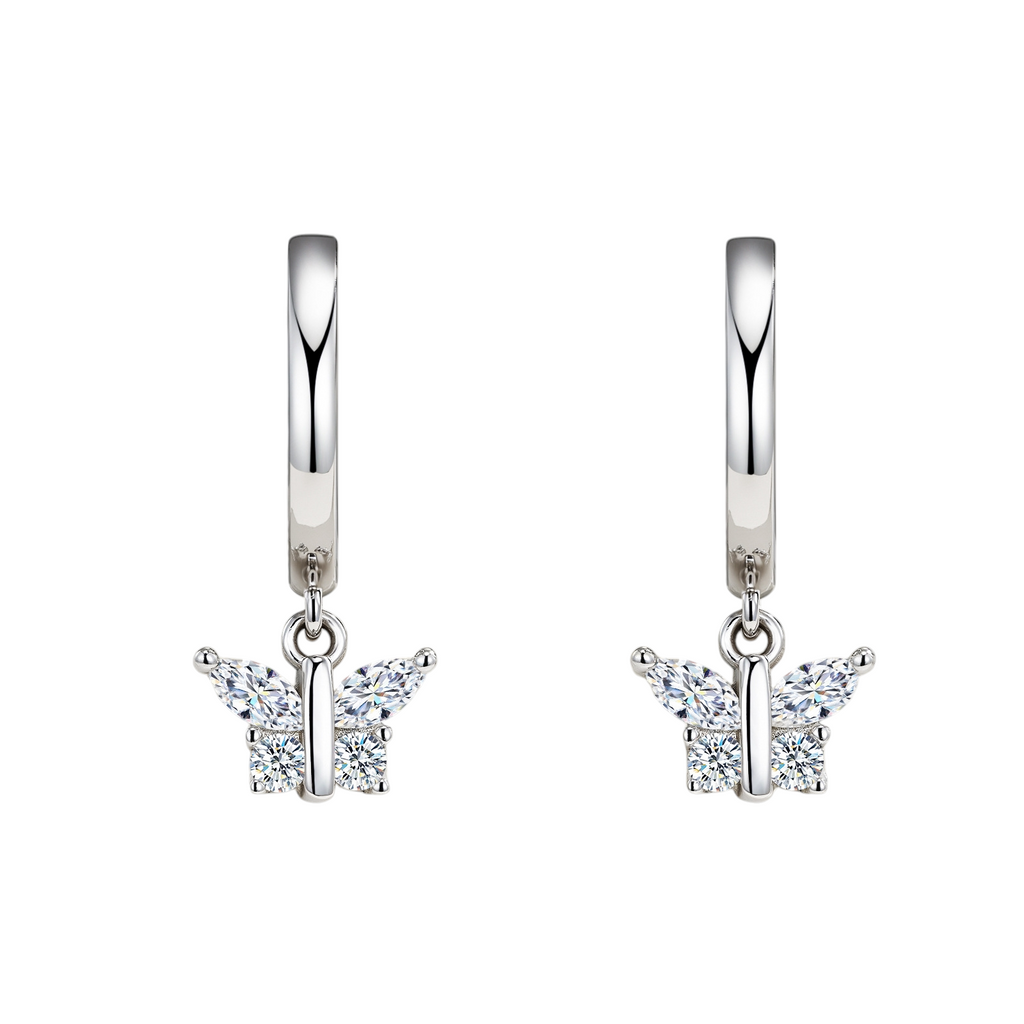 Hayesaura | Fairycore Aesthetic Butterfly Moissanite | Delicate Romantic Huggie Hoops