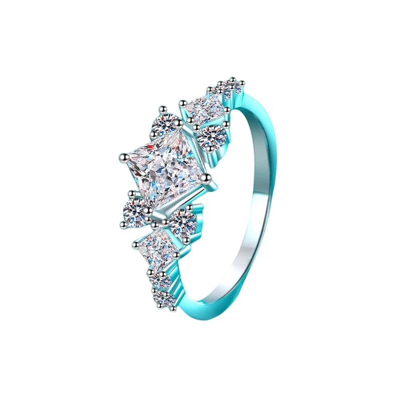 Hayesaura | High-Cold Geometric Square Matrix Moissanite Ring
