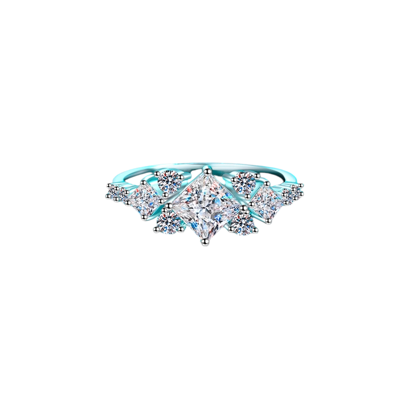 Hayesaura | High-Cold Geometric Square Matrix Moissanite Ring