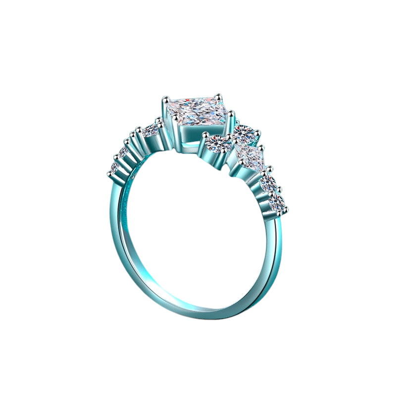 Hayesaura | High-Cold Geometric Square Matrix Moissanite Ring