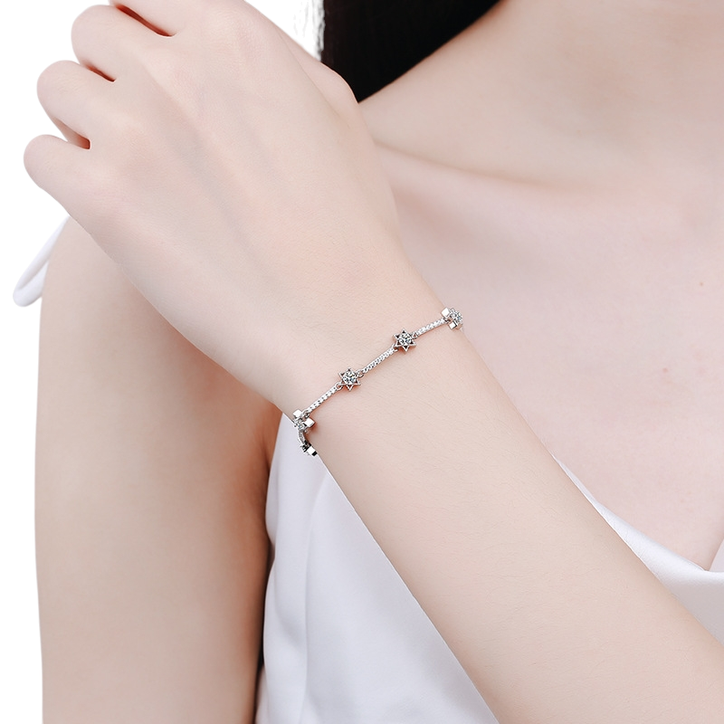 Hayesaura | Cyber Y2K Hexagram Star Ten-Stone Moissanite Bracelet | Avant-Garde High-Cold Talisman