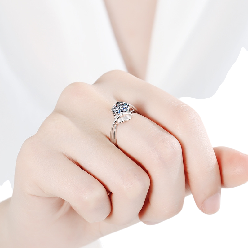 Hayesaura | Coquette Romance Heart-to-Heart Angel's Kiss Moissanite Ring | High-Cold Promise Ring