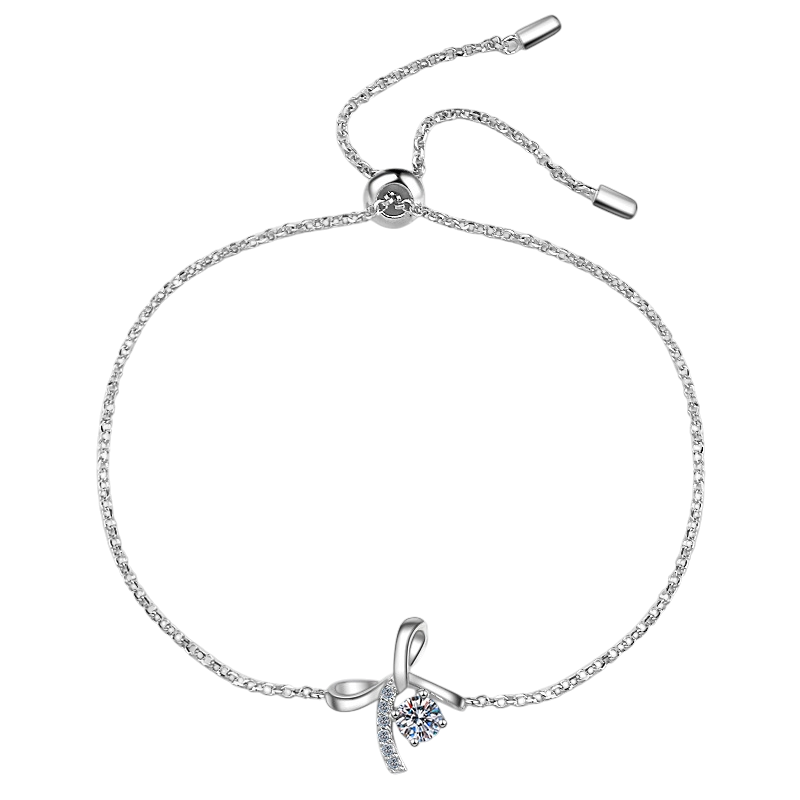 Hayesaura | Coquette Aesthetic Adjustable Bowknot Moissanite Bracelet | Sweet Whimsical Holiday Keepsake