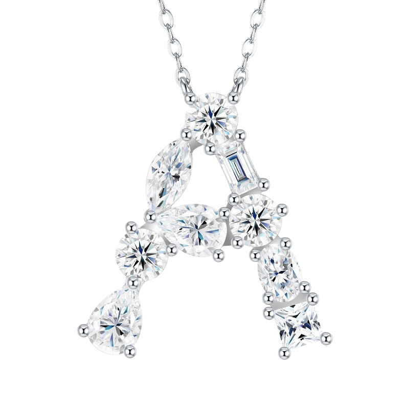 Hayesaura | Street Hip-Hop 18K Plated D-Color Moissanite 26 Initial Letters Necklace | Unisex Avant-Garde Clavicle Chain Statement