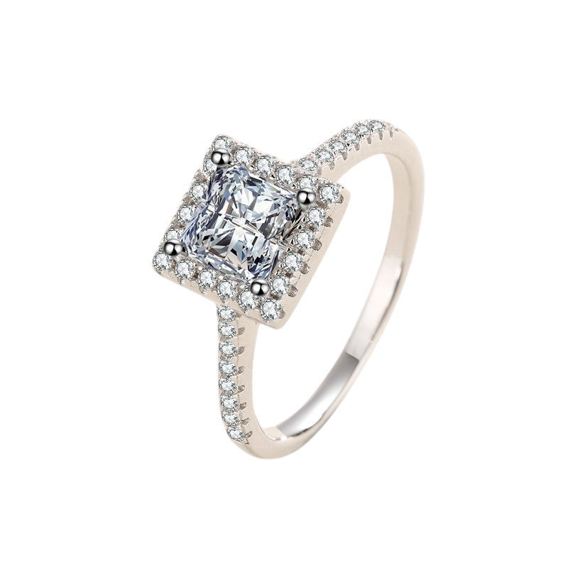 Hayesaura | Bezel-Set Princess Square Cut Moissanite Ring