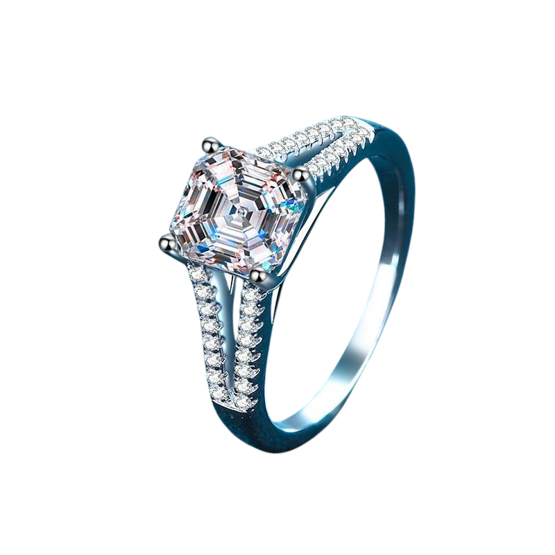 Hayesaura | Office Siren 18K Plated Asscher Cut Moissanite | High-Cold Daily Promise Ring