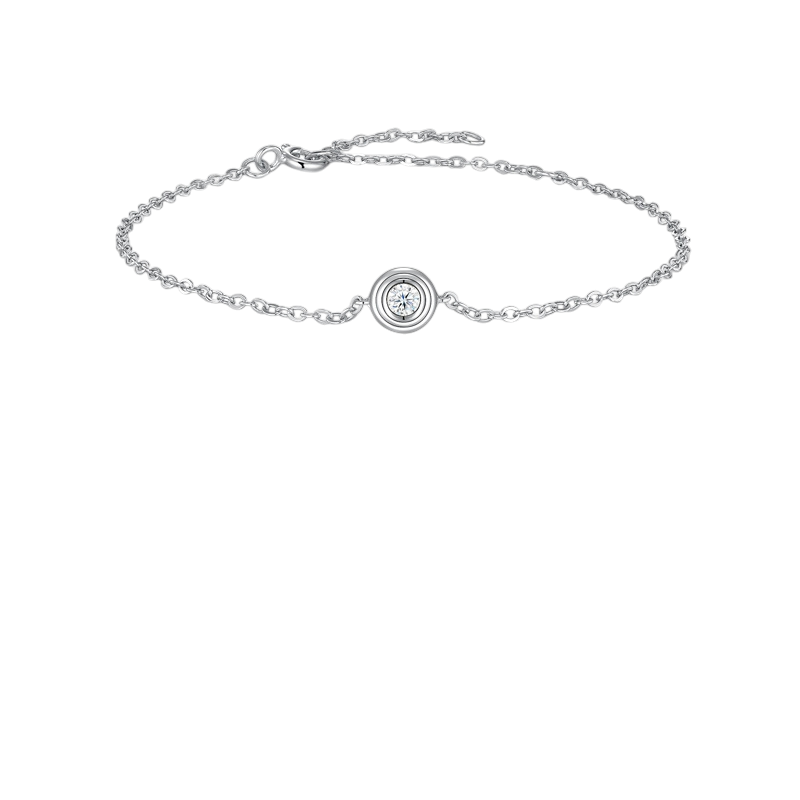 Hayesaura | Korean Minimalist Geometric Single-Stone Moissanite Solitaire | High-Cold Graceful Chain