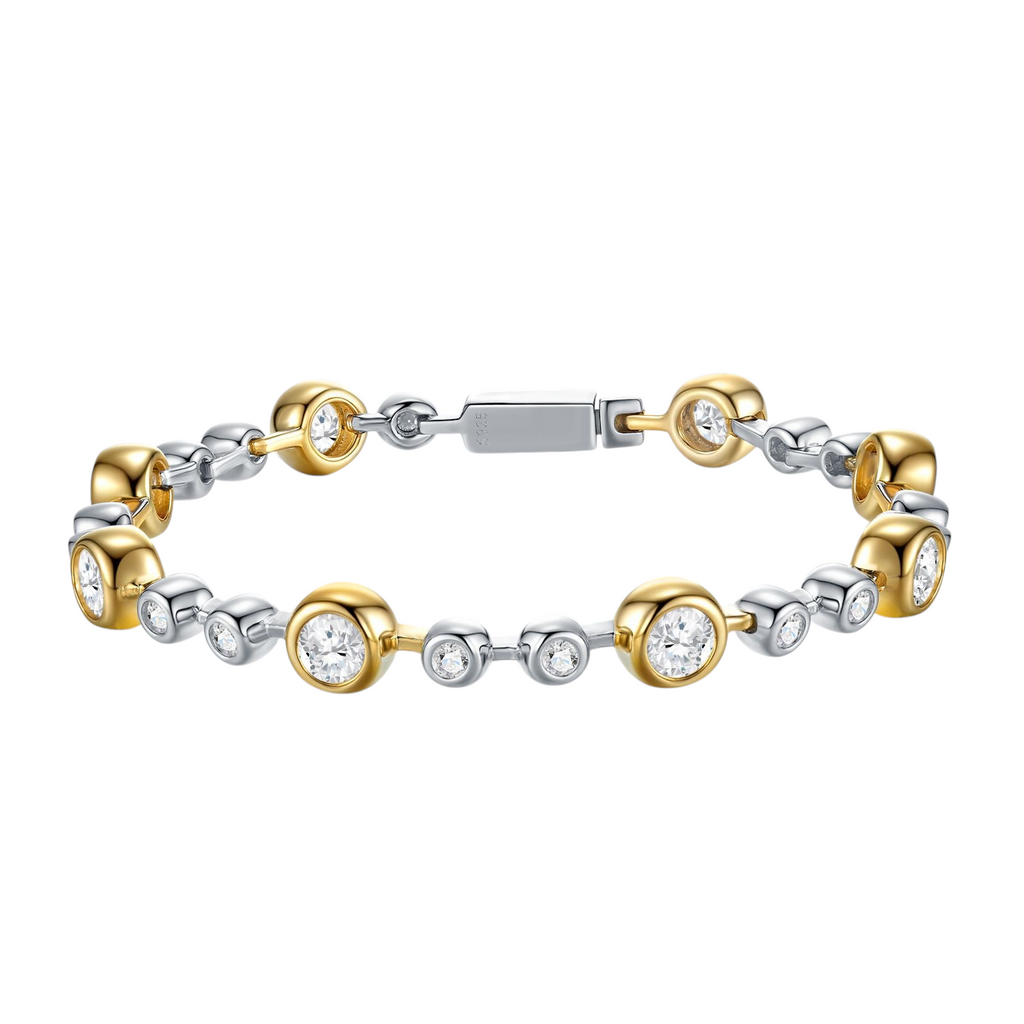 Hayesaura | Two-Tone Bubble Bead Minimalist Moissanite Bracelet | High-Cold Shifting Contrast Accents