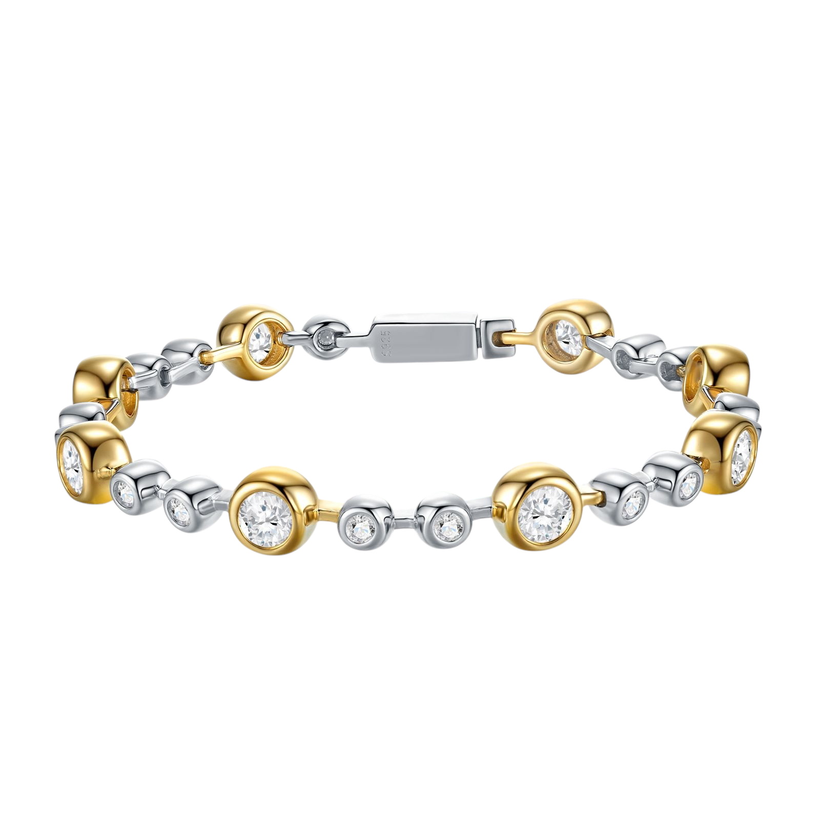 Hayesaura | Two-Tone Bubble Bead Minimalist Moissanite Bracelet | High-Cold Shifting Contrast Accents