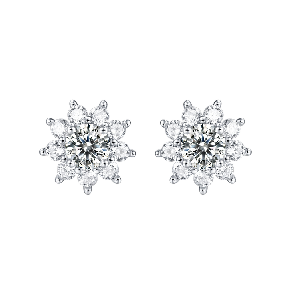 Hayesaura | Old Money Sunflower & Snowflake Pavé Halo | Vintage Glamour Executive Studs