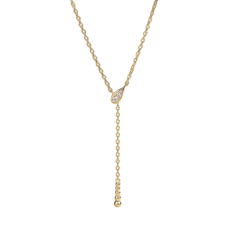 Hayesaura | Office Siren 18K Yellow Gold Plated Y-Shape Moissanite | Muted Minimalist Drop Chain