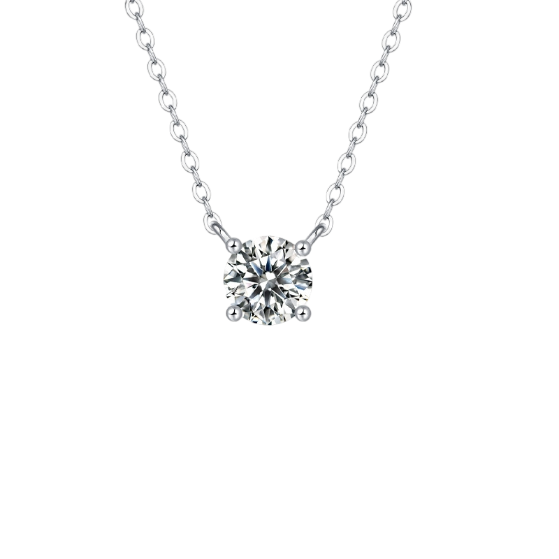 Hayesaura | Office Siren PT950 Plated Classic Four-Prong Moissanite | Quiet Luxury Solitaire Pendant Necklace