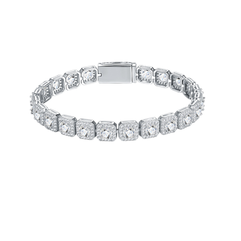 Hayesaura | Industrial Grunge Square Princess-Cut Hip-Hop Moissanite Bangle | Cyber Y2K Street Statement