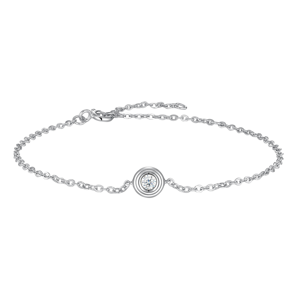 Hayesaura | Korean Minimalist Geometric Single-Stone Moissanite Solitaire | High-Cold Graceful Chain