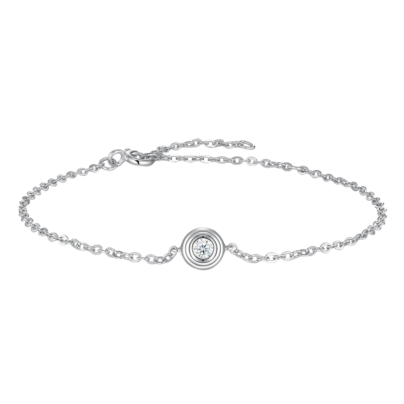 Hayesaura | Korean Minimalist Geometric Single-Stone Moissanite Solitaire | High-Cold Graceful Chain