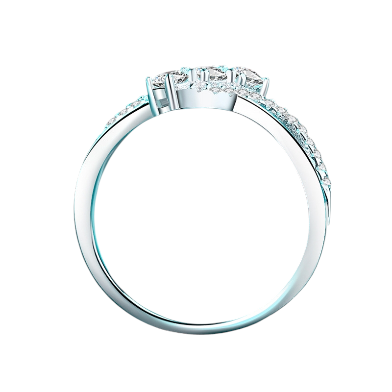 Hayesaura | Office Siren 18K Plated Double-Layer Line Moissanite Band | Architectural Stacking Ring