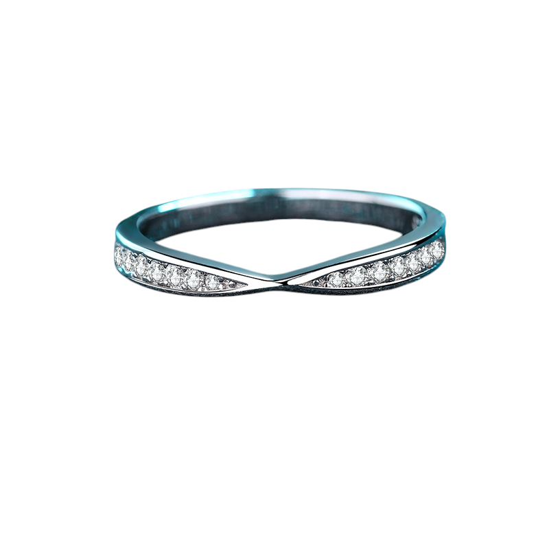 Hayesaura | Acubi Style Criss-Cross Minimalist Moissanite Band | Cyber Y2K Stacking Ring