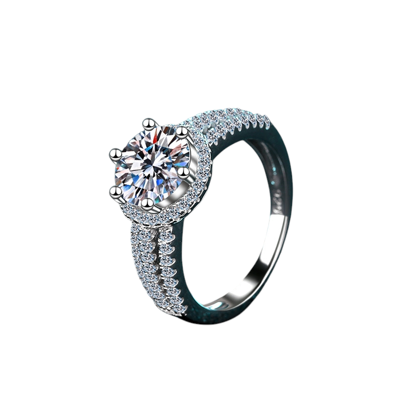 Hayesaura | Royal Archive Six-Prong Moissanite Wedding Ring | High-End Bridal Proposal Ring