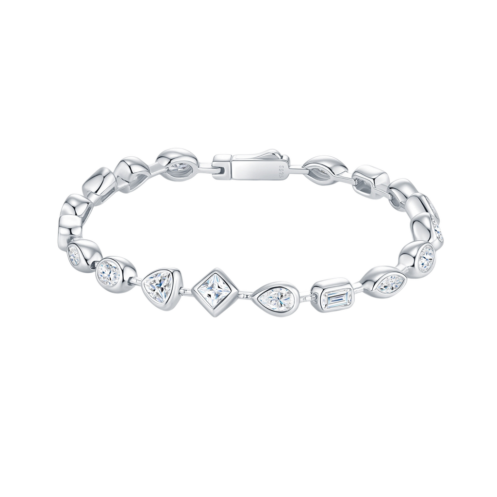 Hayesaura | Deco Geometric Tiered 18K Plated Moissanite Link | Old Money High-Society Bracelet