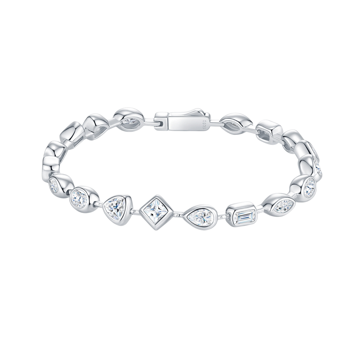 Hayesaura | Deco Geometric Tiered 18K Plated Moissanite Link | Old Money High-Society Bracelet