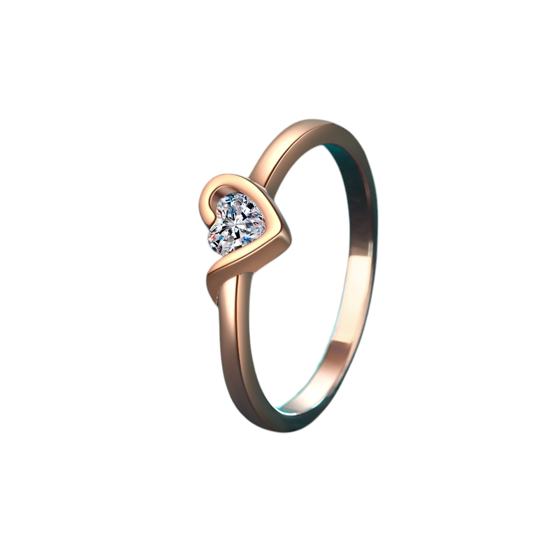 Hayesaura | Vintage Glamour Champagne Plated Heteromorphic Heart Moissanite Ring | High-Cold Minimalist Statement