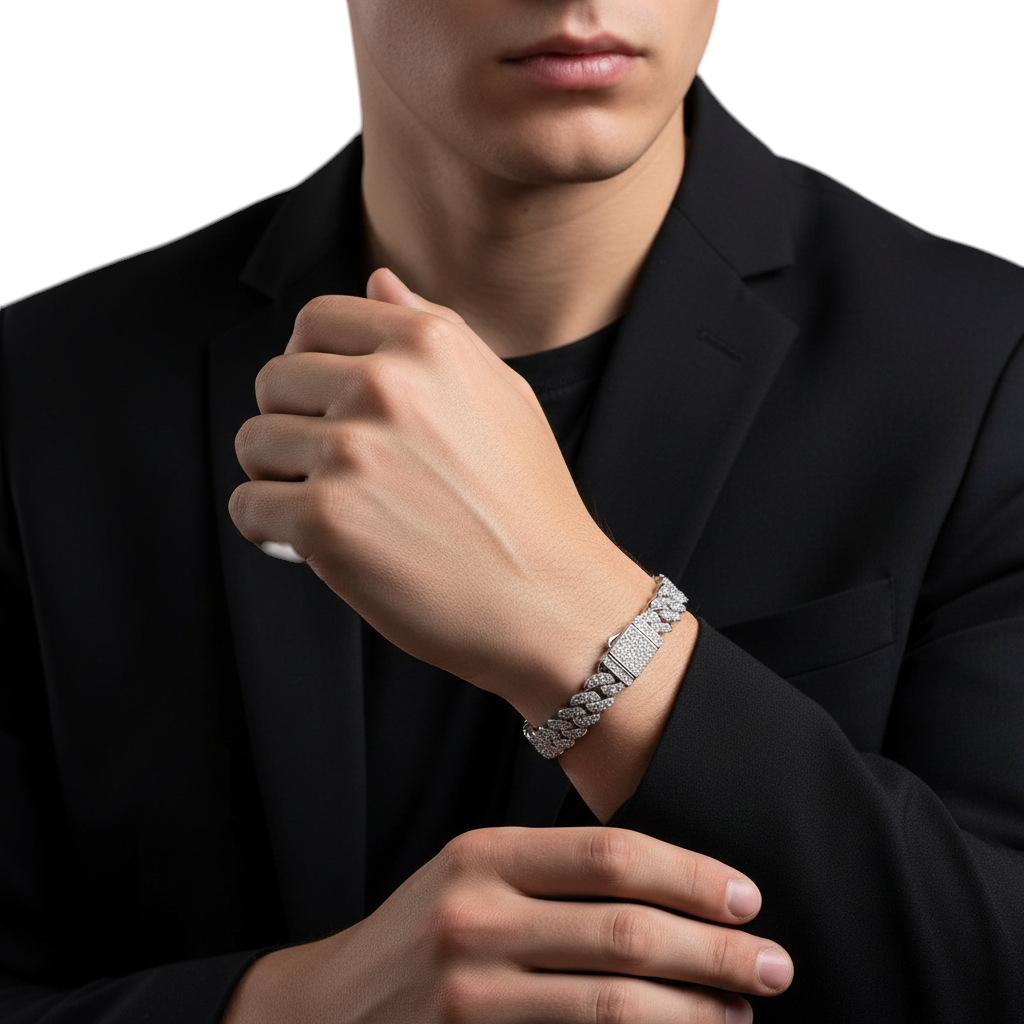 Hayesaura | Vintage Grunge Heavy Cuban Link Hip-Hop Moissanite Bracelet | Street Couture Unisex Chain