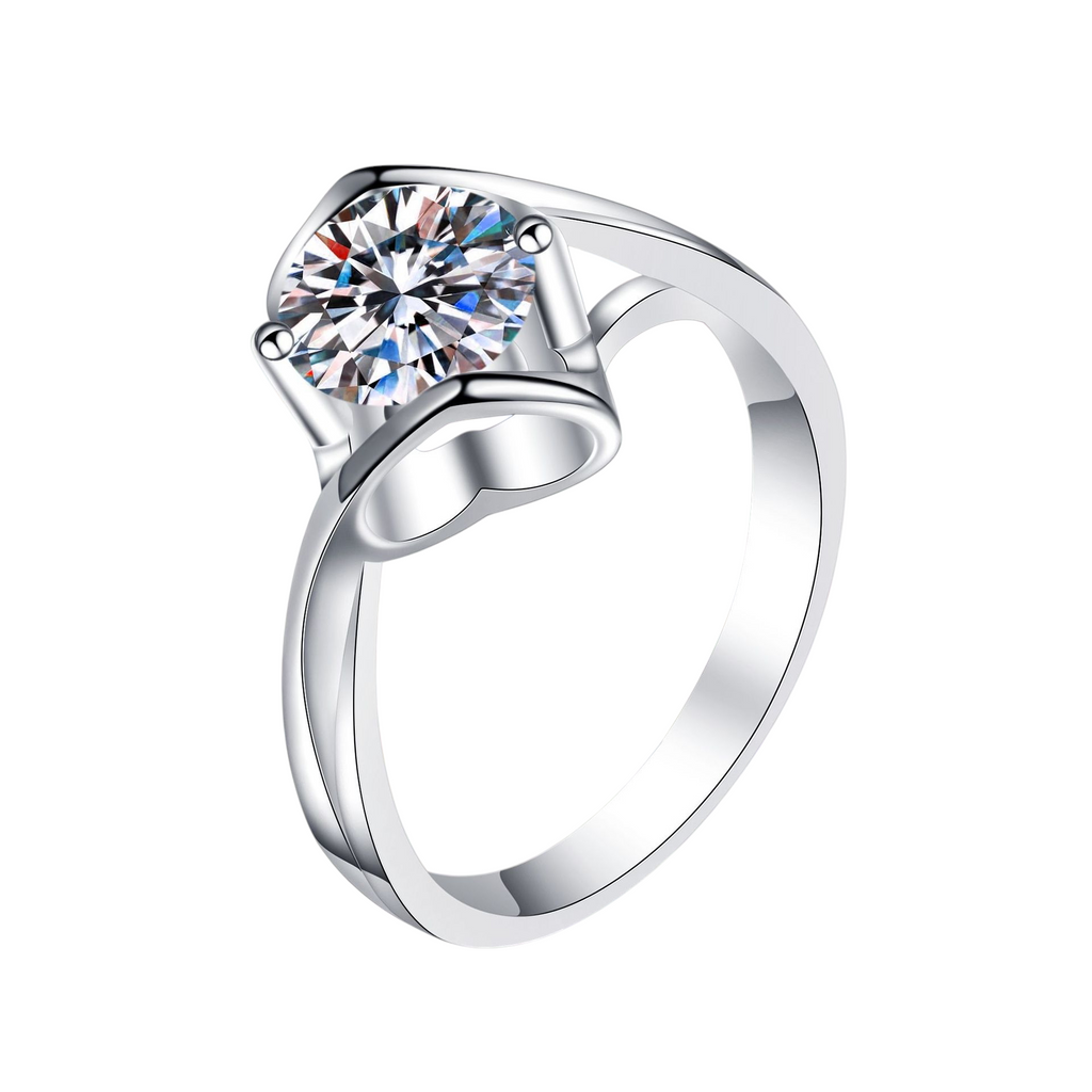 Hayesaura | Coquette Romance Heart-to-Heart Angel's Kiss Moissanite Ring | High-Cold Promise Ring