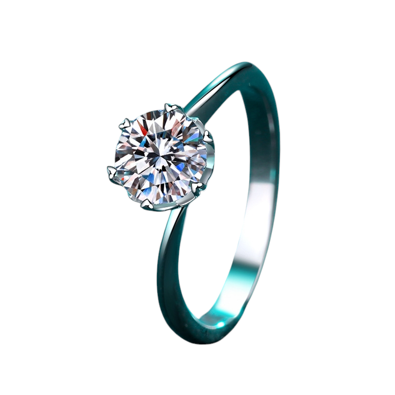 Hayesaura | Winter Snowflake Six-Prong Ice Moissanite Cluster Ring