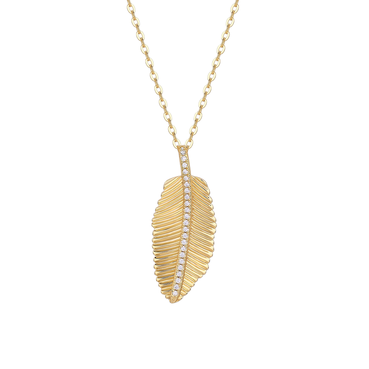 Hayesaura | Golden Hour 18K Yellow Gold Plated Leaf Moissanite | Botanical Minimalist Necklace