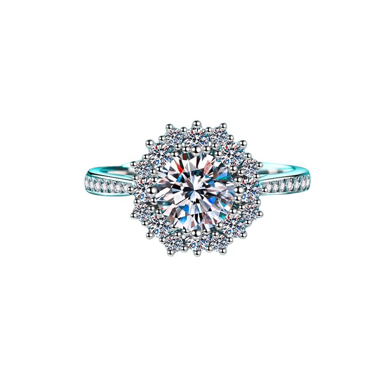 Hayesaura | Parisian Chic Niche Sunflower Moissanite Solitaire | Old Money Minimalist Proposal Ring
