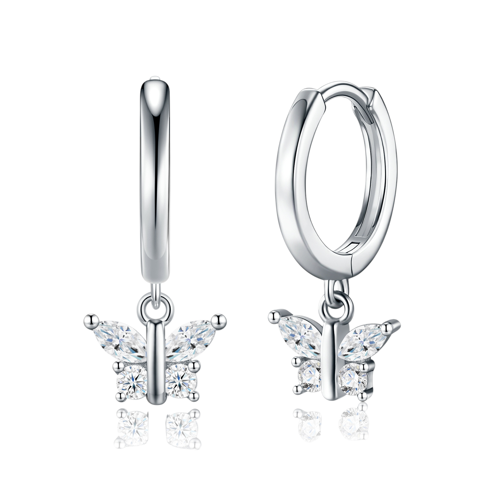 Hayesaura | Fairycore Aesthetic Butterfly Moissanite | Delicate Romantic Huggie Hoops