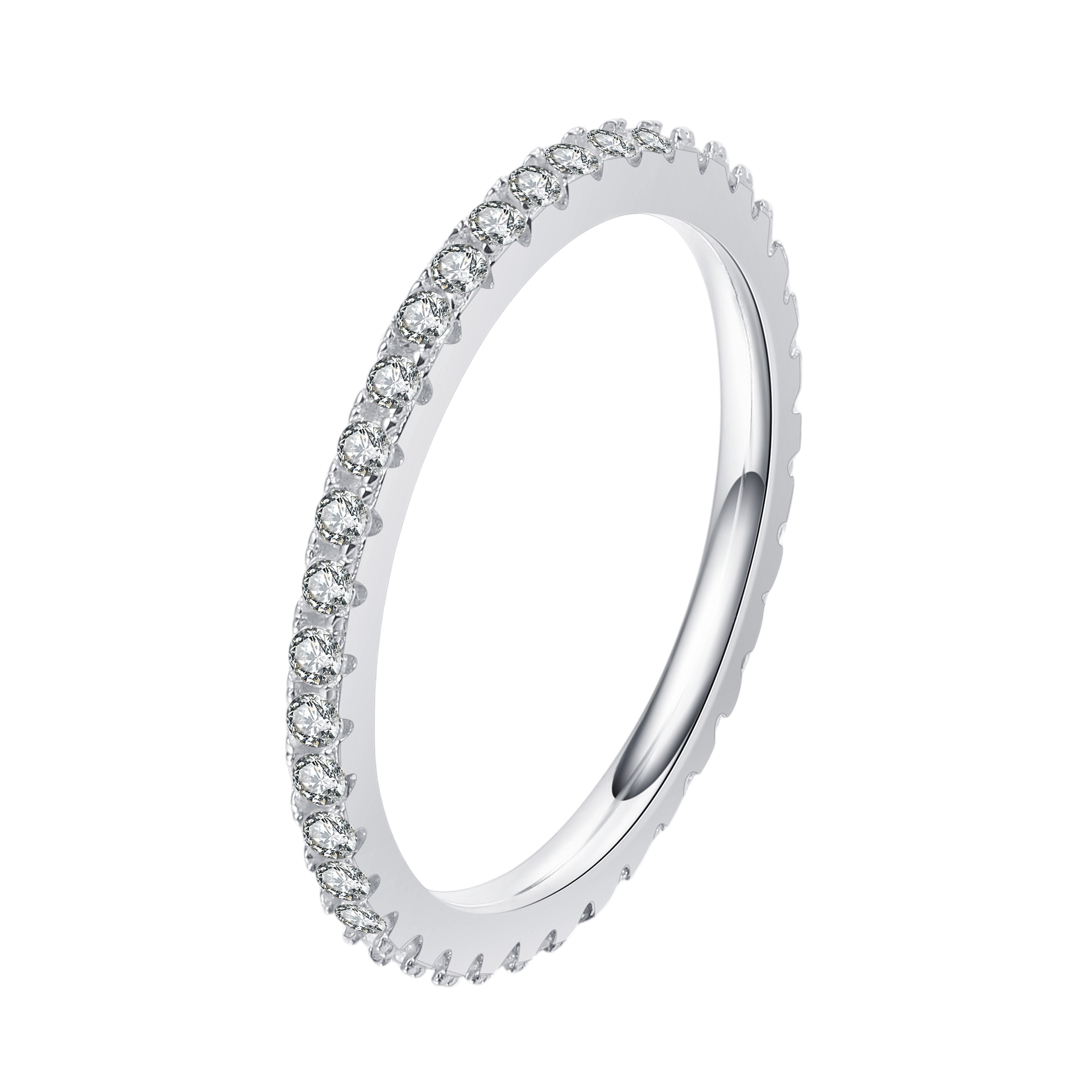 Hayesaura | Quiet Luxury 18K Plated Single-Line Moissanite Eternity Band | Classic Bridal Promise