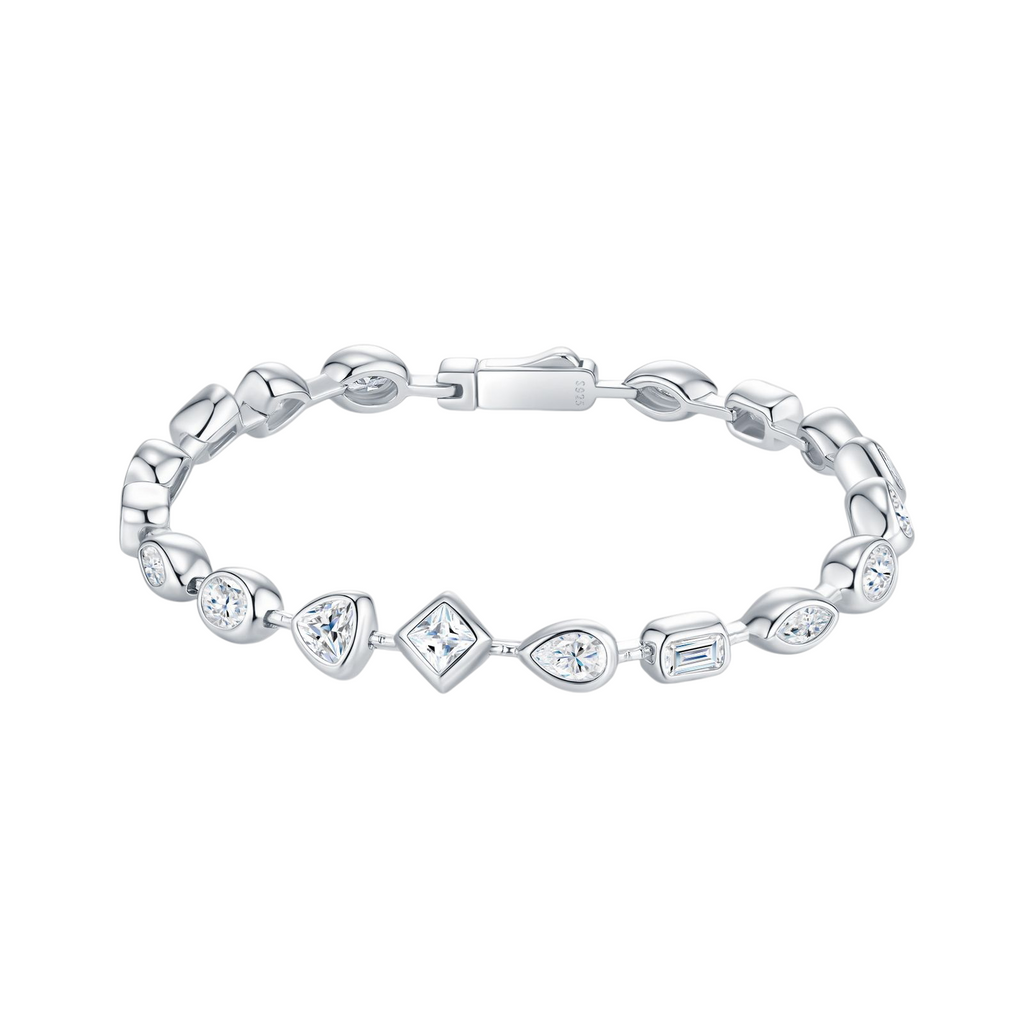 Hayesaura | Deco Geometric Tiered 18K Plated Moissanite Link | Old Money High-Society Bracelet