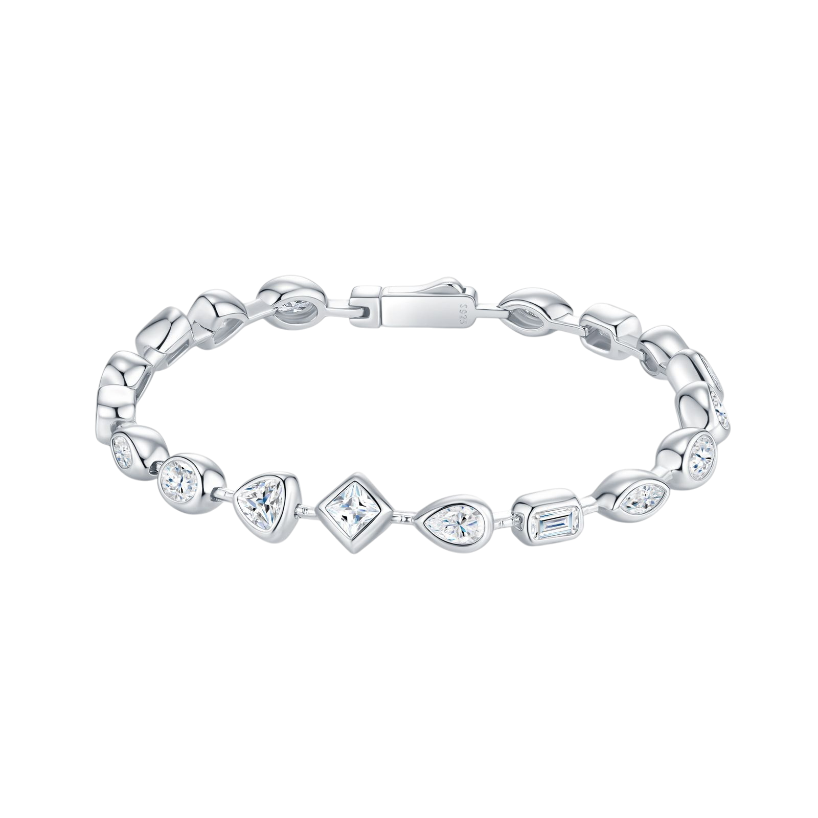 Hayesaura | Deco Geometric Tiered 18K Plated Moissanite Link | Old Money High-Society Bracelet
