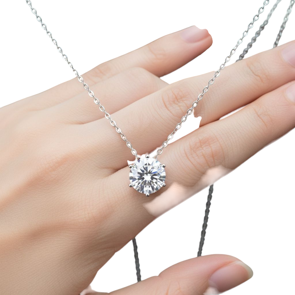 Hayesaura | Euro-Chic Luxury Fine Polished Moissanite Pendant | Vintage Glamour Fashion Statement Necklace