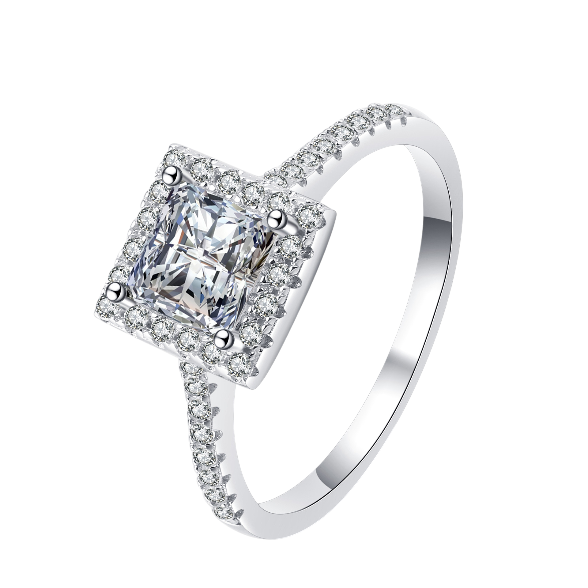 Hayesaura | Bezel-Set Princess Square Cut Moissanite Ring