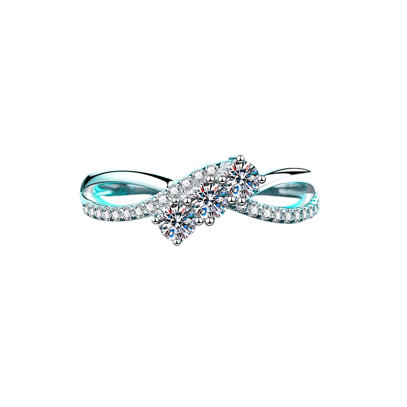 Hayesaura | Office Siren 18K Plated Double-Layer Line Moissanite Band | Architectural Stacking Ring
