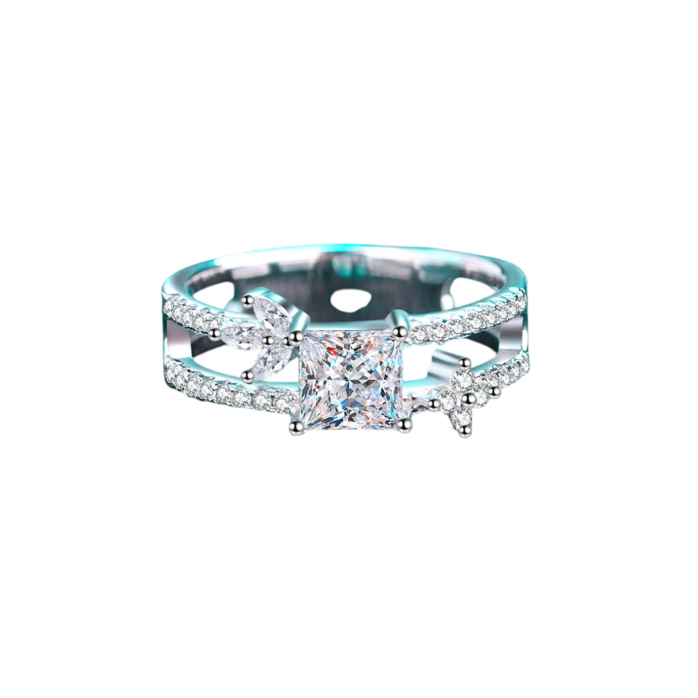 Hayesaura | Princess Square Cut Architectural Moissanite Wedding Ring
