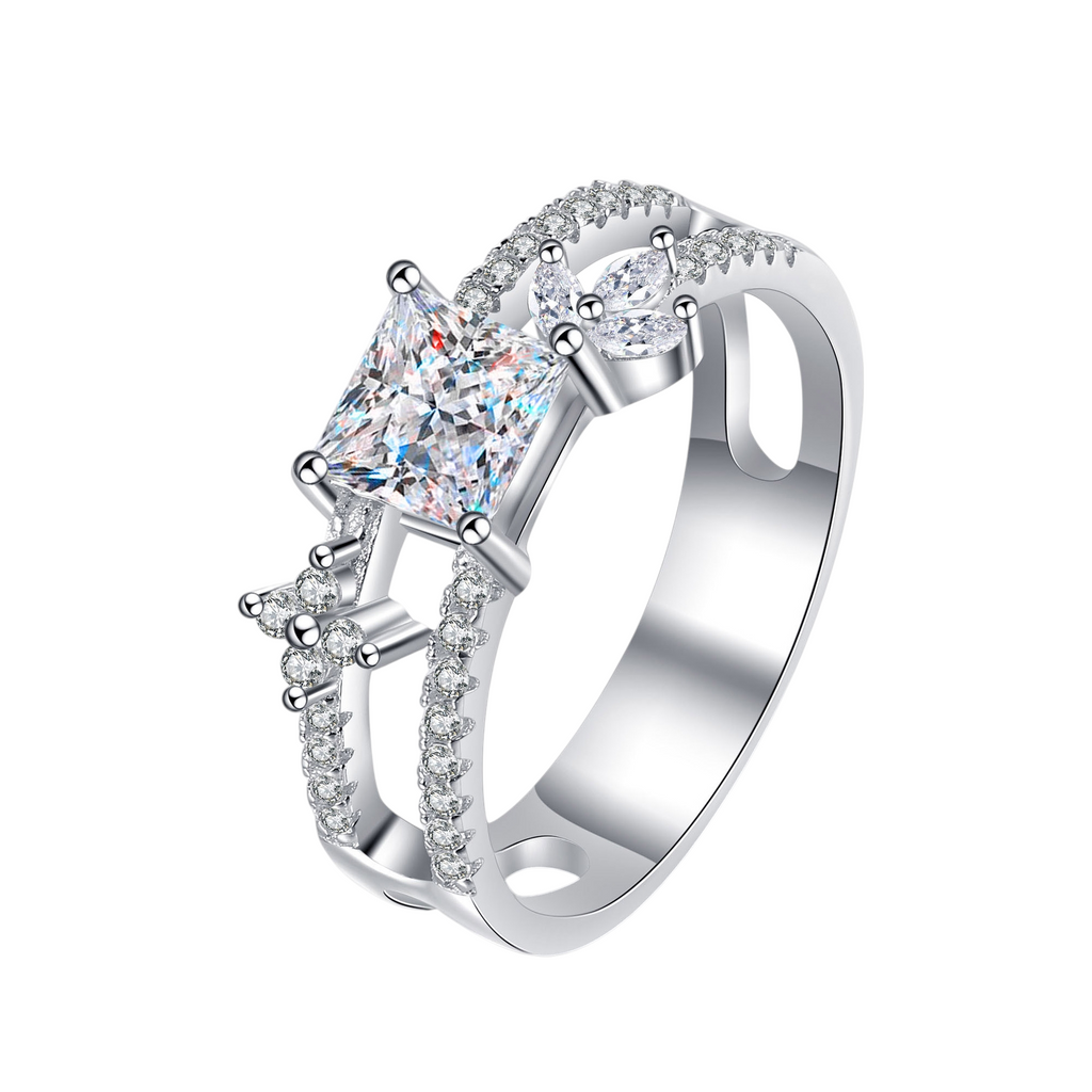Hayesaura | Princess Square Cut Architectural Moissanite Wedding Ring