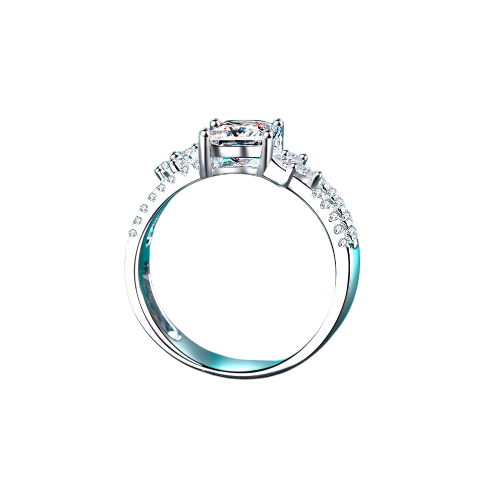 Hayesaura | Princess Square Cut Architectural Moissanite Wedding Ring