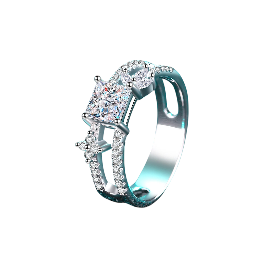 Hayesaura | Princess Square Cut Architectural Moissanite Wedding Ring