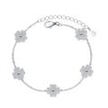 Hayesaura | Parisian Chic 18K Plated Five-Flower Clover Moissanite Bracelet | Muted Light Luxury Chain