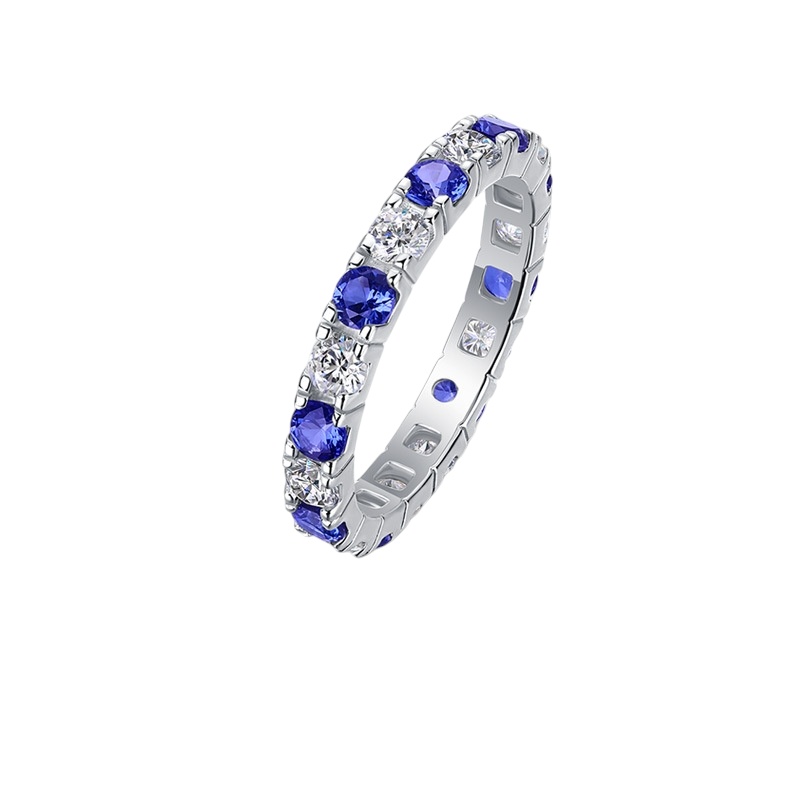 Hayesaura | Colored Gem Accent Moissanite Proposal Ring | Minimalist