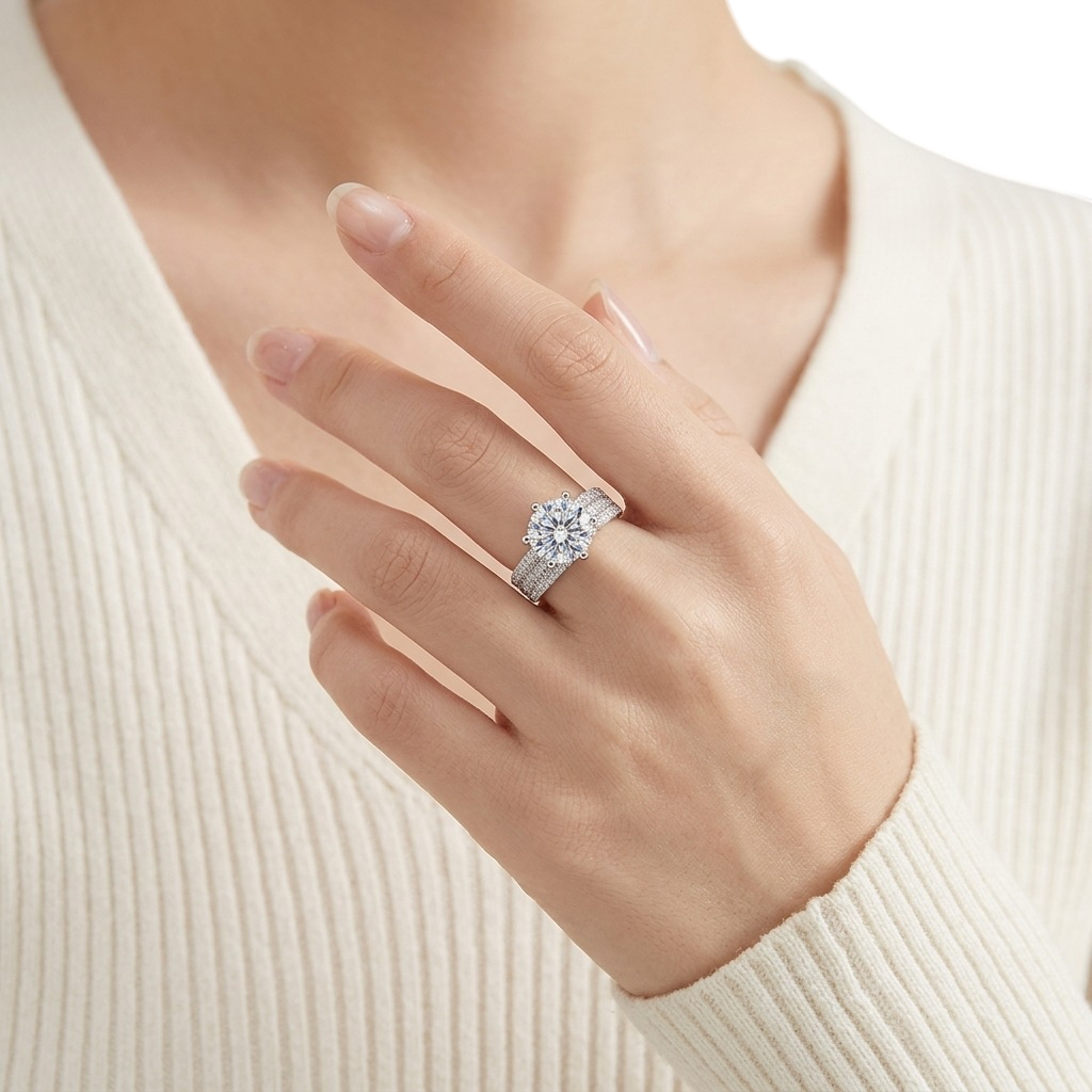 Hayesaura | Luxury 5-Carat Scale Moissanite Proposal Ring | Minimalist